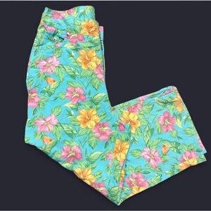 VTG Lauren Ralph Petite Floral Pants - Blue and Green